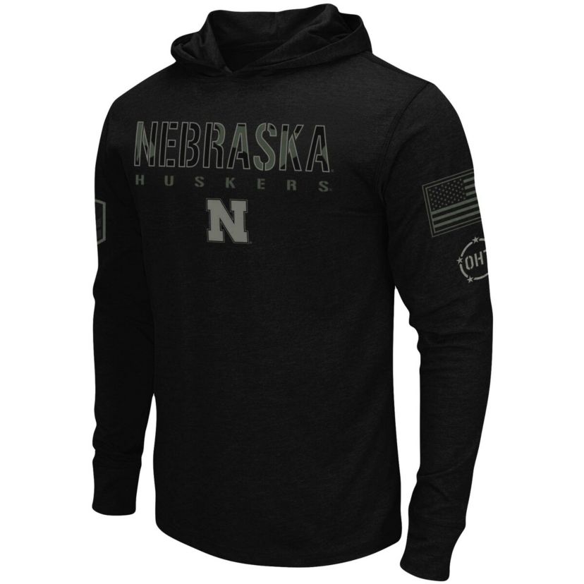NCAA Nebraska Huskers OHT Military Appreciation Hoodie Long Sleeve T-Shirt