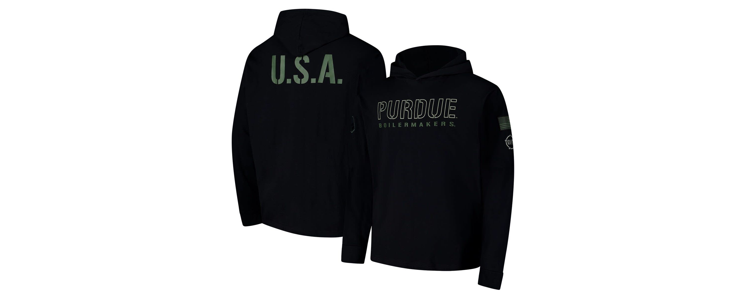 NCAA Purdue Boilermakers OHT Military Appreciation Hoodie Long Sleeve T-Shirt