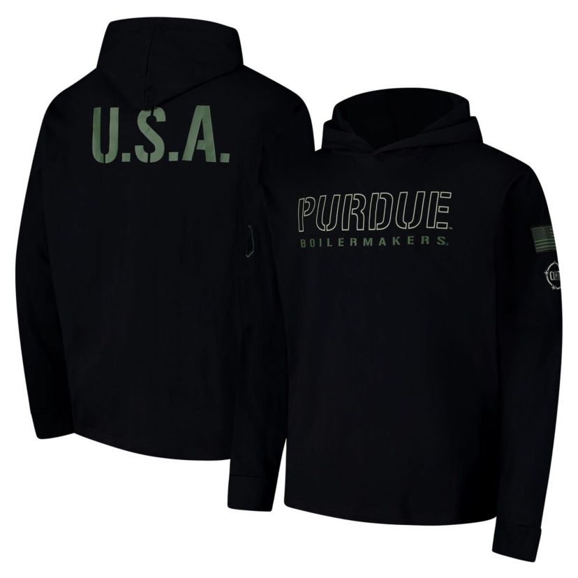 NCAA Purdue Boilermakers OHT Military Appreciation Hoodie Long Sleeve T-Shirt