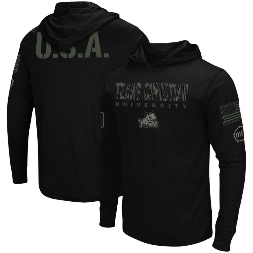 NCAA TCU Horned Frogs OHT Military Appreciation Hoodie Long Sleeve T-Shirt