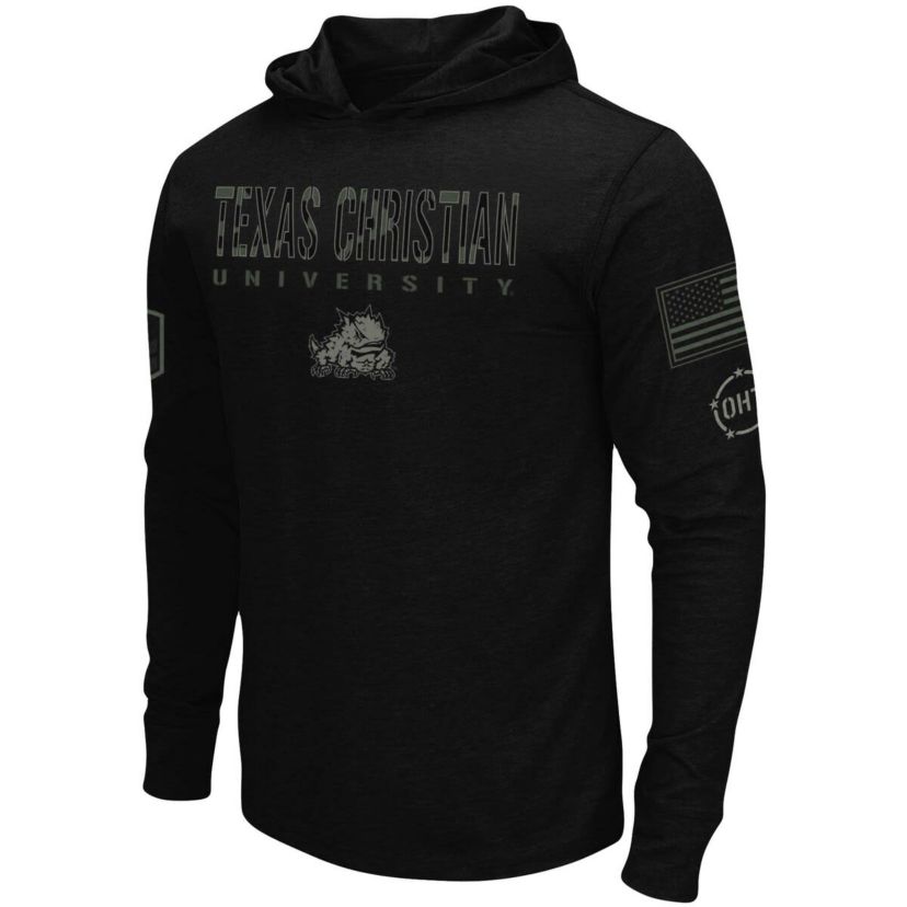 NCAA TCU Horned Frogs OHT Military Appreciation Hoodie Long Sleeve T-Shirt