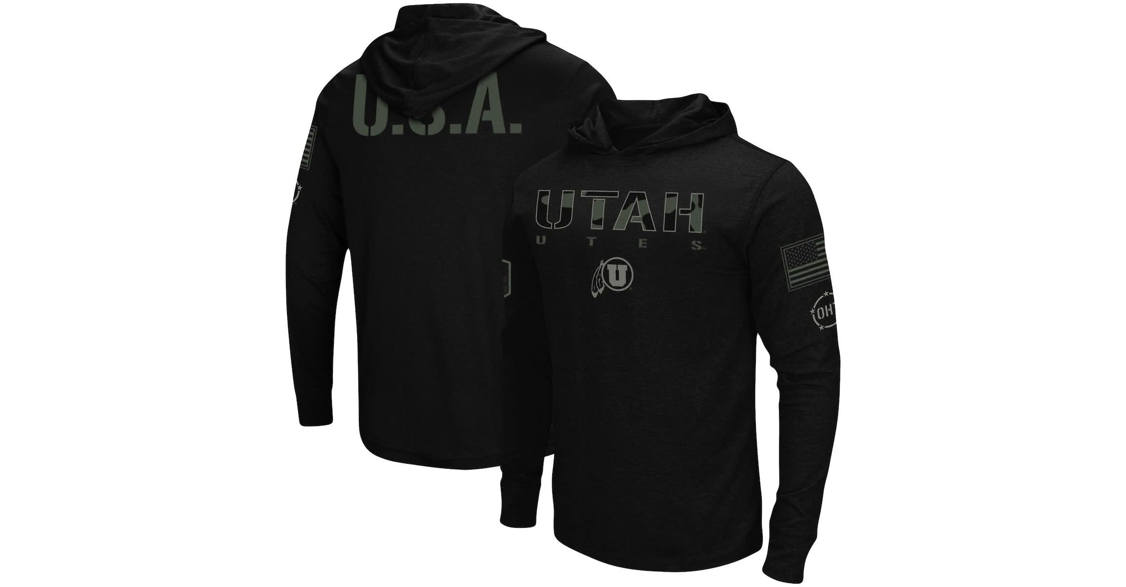 NCAA Utah Utes OHT Military Appreciation Hoodie Long Sleeve T-Shirt