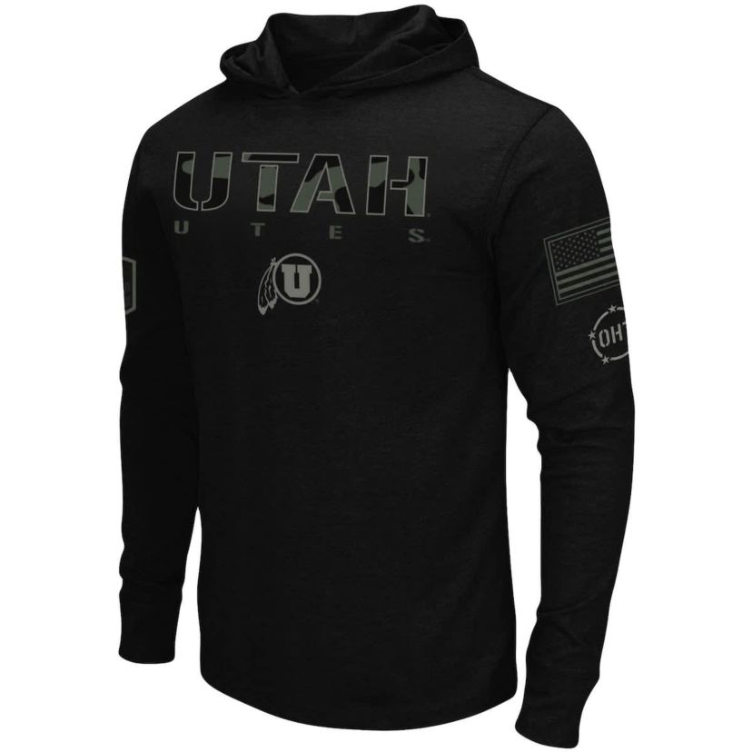 NCAA Utah Utes OHT Military Appreciation Hoodie Long Sleeve T-Shirt