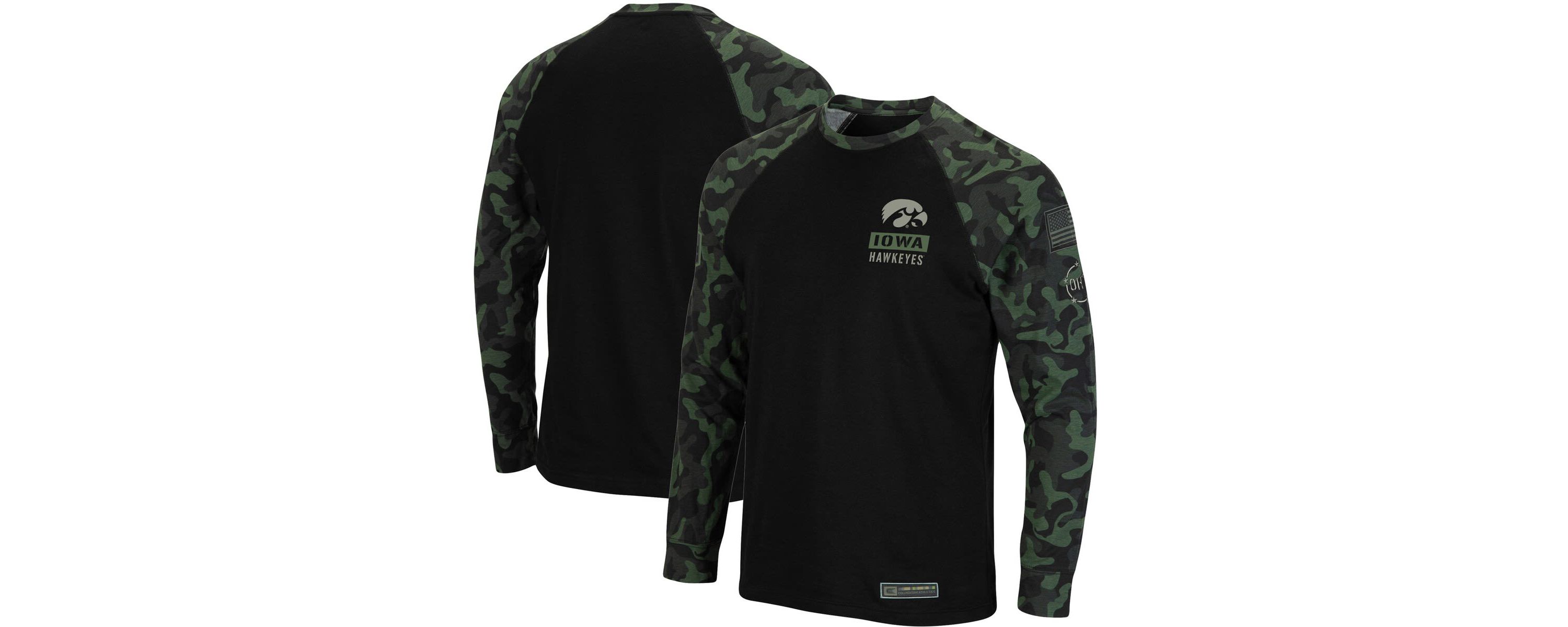 NCAA Iowa Hawkeyes OHT Military Appreciation Raglan Long Sleeve T-Shirt
