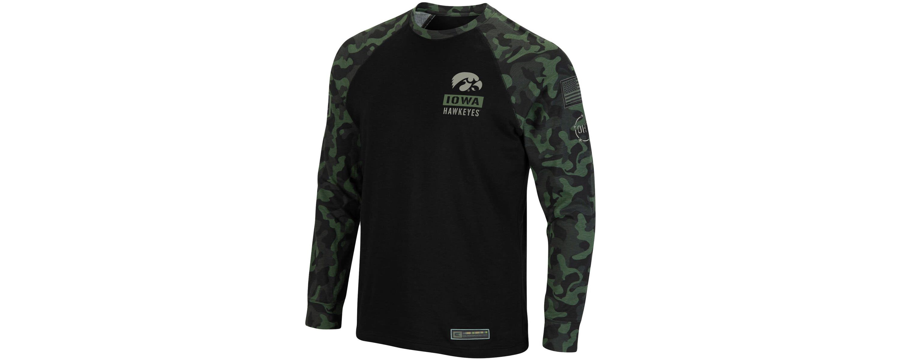 NCAA Iowa Hawkeyes OHT Military Appreciation Raglan Long Sleeve T-Shirt
