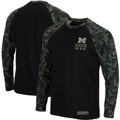 NCAA Michigan Wolverines OHT Military Appreciation Raglan Long Sleeve T-Shirt