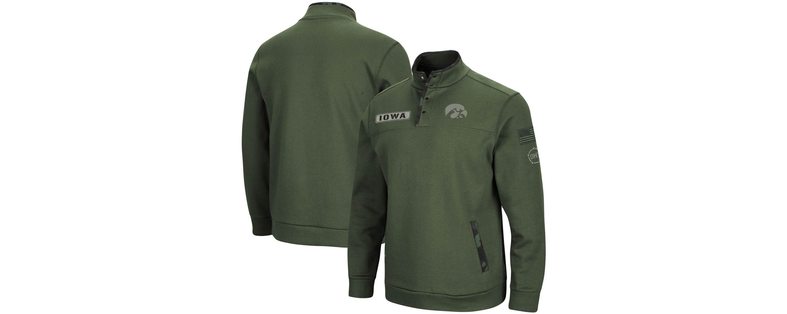 NCAA Iowa Hawkeyes OHT Military Appreciation Digit Quarter-Snap Jacket