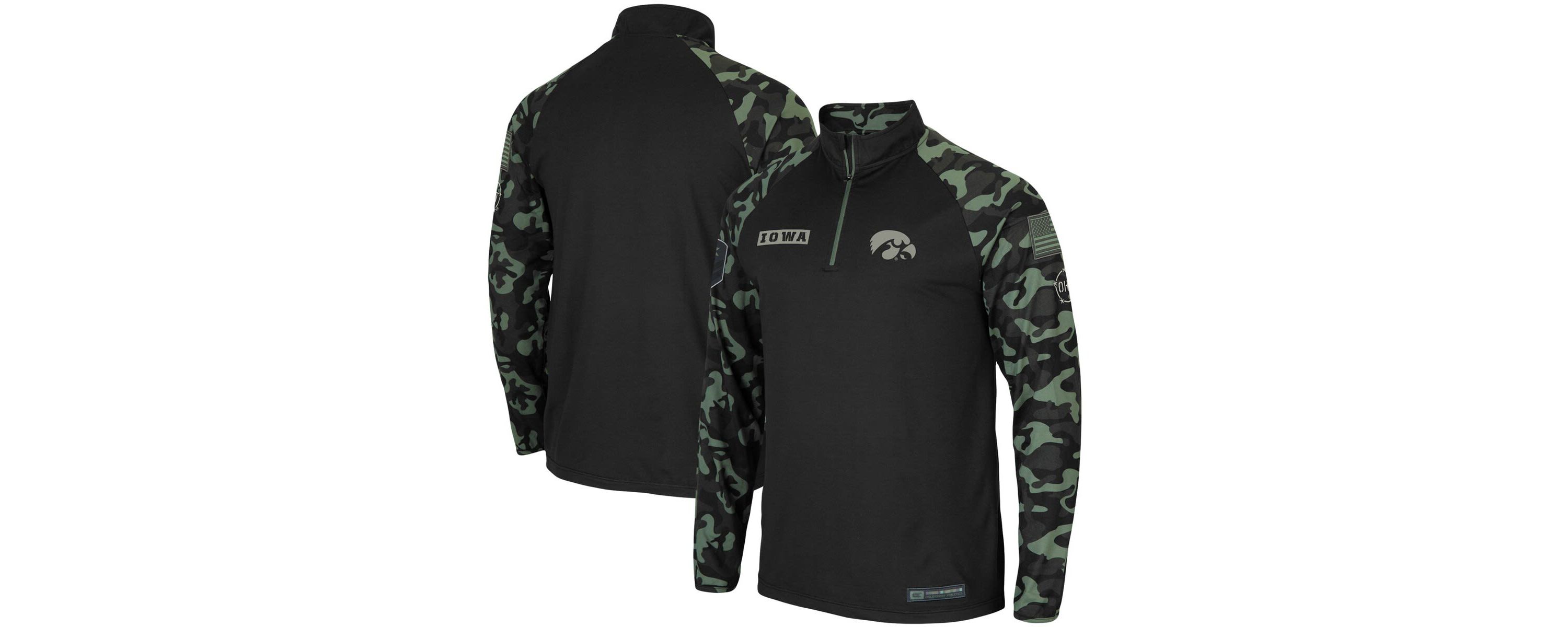 NCAA Iowa Hawkeyes OHT Military Appreciation Take Flight Raglan Quarter-Zip Jacket