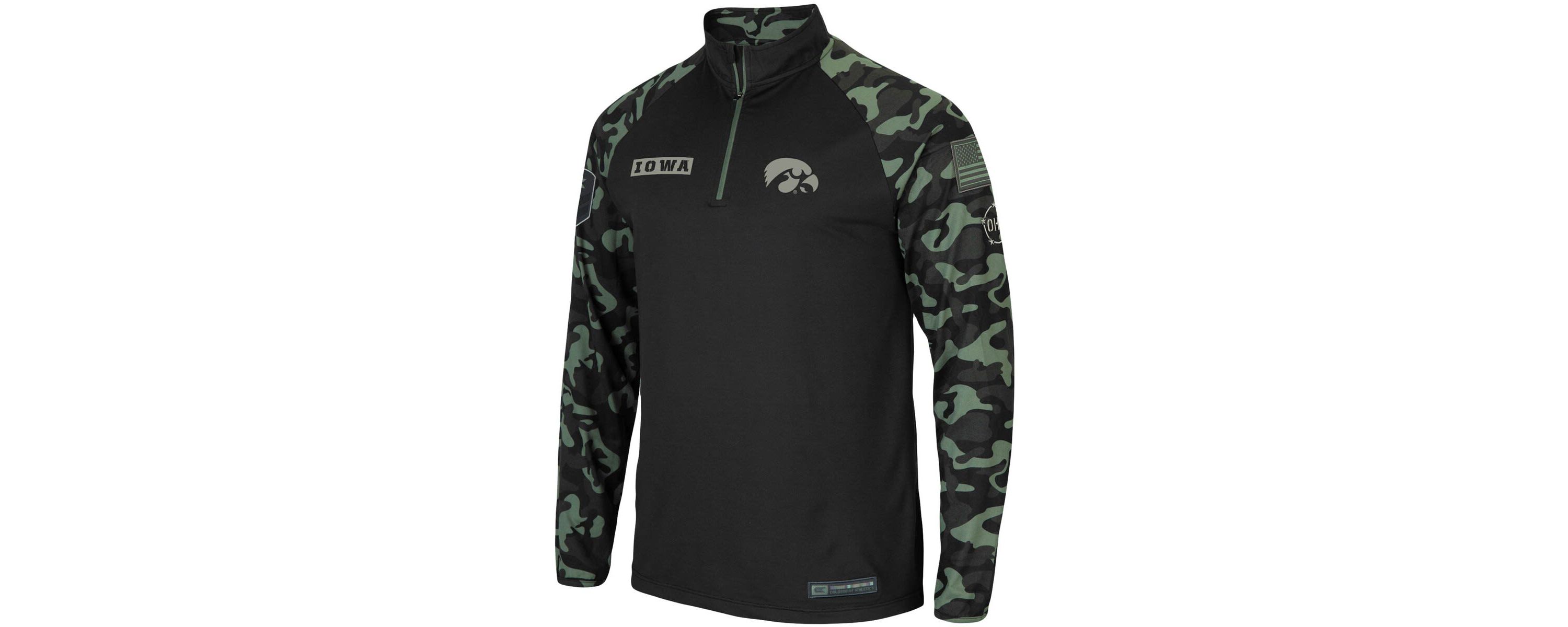 NCAA Iowa Hawkeyes OHT Military Appreciation Take Flight Raglan Quarter-Zip Jacket
