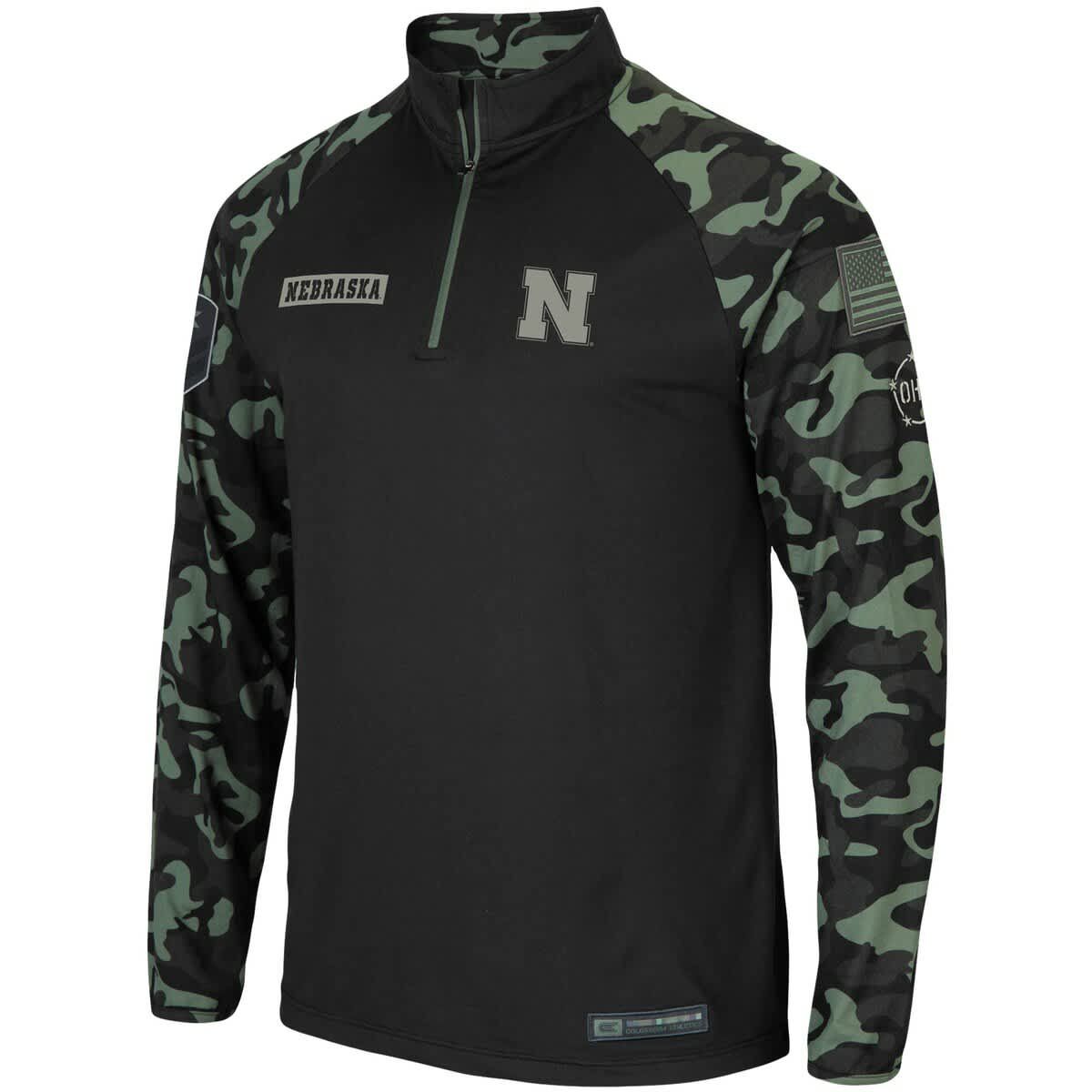 NCAA Nebraska Huskers OHT Military Appreciation Take Flight Raglan Quarter-Zip Jacket