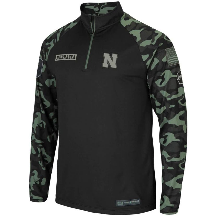 NCAA Nebraska Huskers OHT Military Appreciation Take Flight Raglan Quarter-Zip Jacket