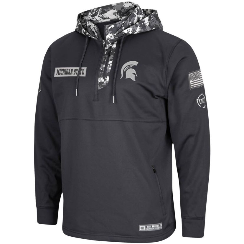 NCAA Michigan State Spartans OHT Military Appreciation Digi Quarter-Zip Hoodie