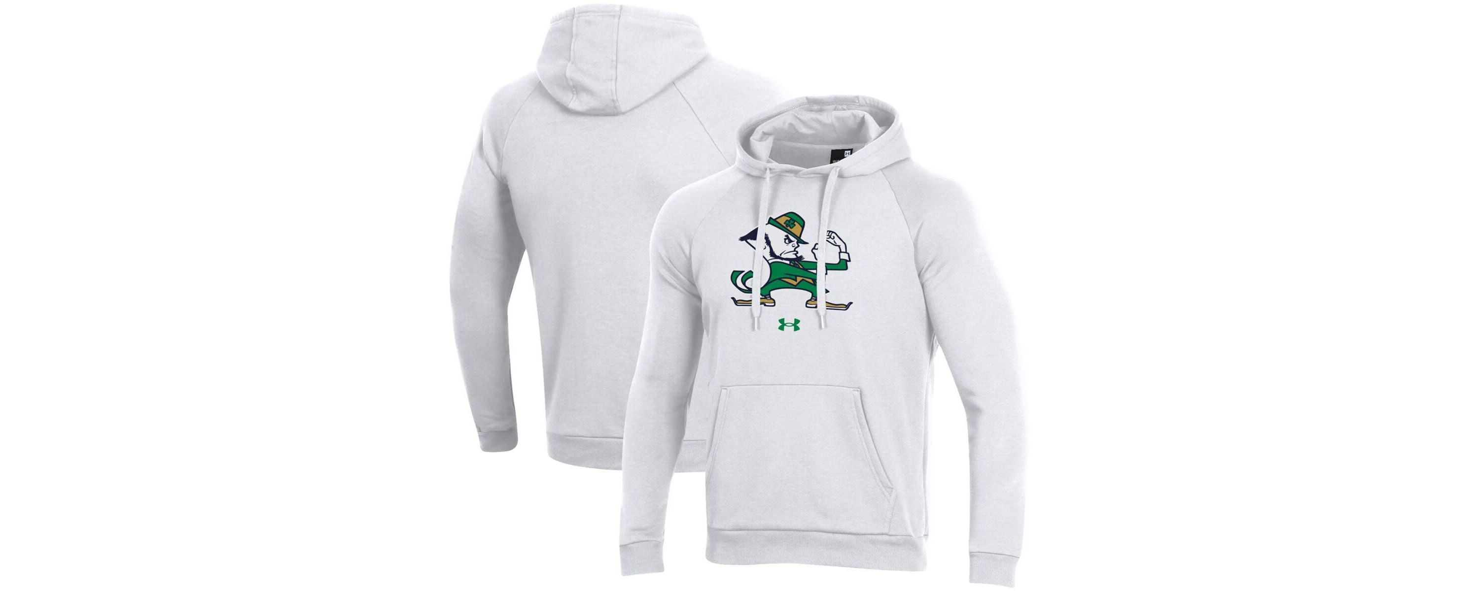 NCAA Under Armour Notre Dame Fighting Irish Mascot School Logo All Day Raglan Pullover Hoodie