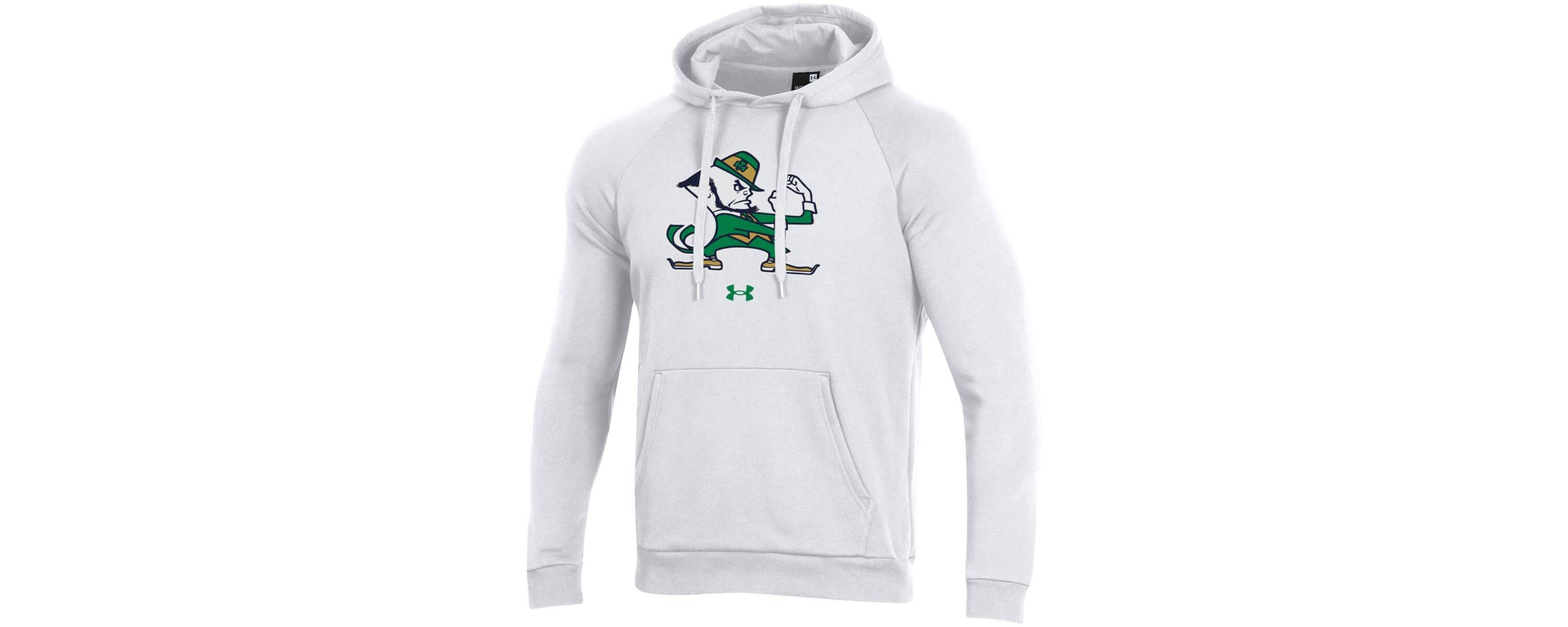 NCAA Under Armour Notre Dame Fighting Irish Mascot School Logo All Day Raglan Pullover Hoodie