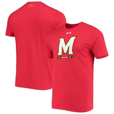 Men's NCAA Under Armour Maryland Terrapins School Logo Performance Cotton T-Shirt, Red, 2XL -  0195229621645