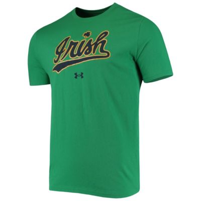 NCAA Under Armour Kelly Notre Dame Fighting Irish Wordmark Logo Performance Cotton T-Shirt