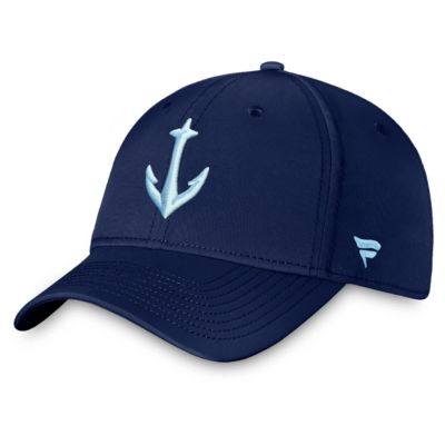 Men's NHL Fanatics Deep Sea Seattle Kraken Secondary Logo Flex Hat, Navy Blue, Small