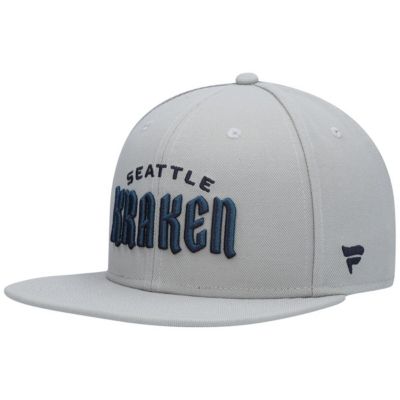 Men's NHL Fanatics Seattle Kraken Wordmark Logo Snapback Hat, Gray