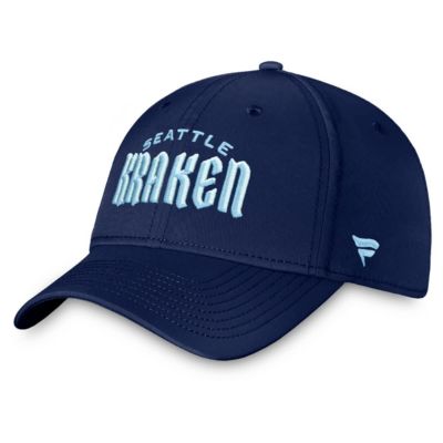 Men's NHL Fanatics Deep Sea Seattle Kraken Wordmark Flex Hat, Navy Blue, Medium