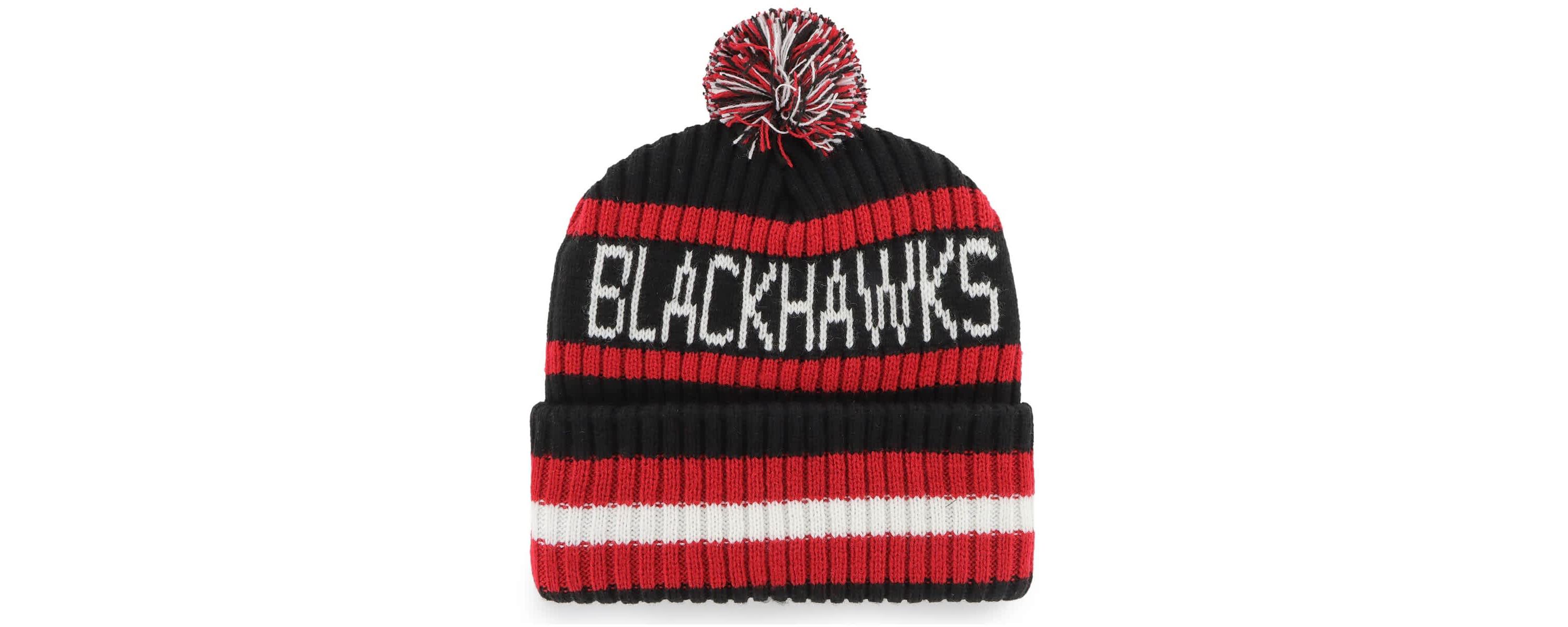 NHL Chicago Blackhawks Bering Cuffed Knit Hat with Pom