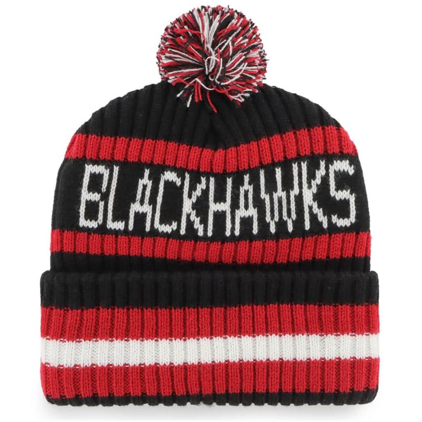 NHL Chicago Blackhawks Bering Cuffed Knit Hat with Pom