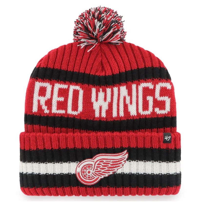 NHL Detroit Wings Bering Cuffed Knit Hat with Pom