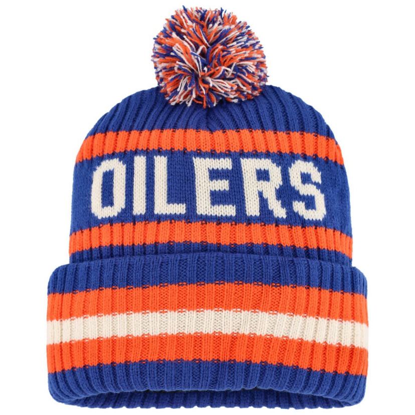 NHL Royal/Orange Edmonton Oilers Bering Cuffed Knit Hat with Pom