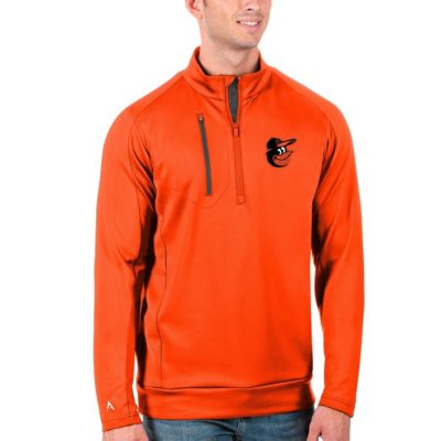 Antigua Men's MLB Baltimore Orioles Generation Quarter-Zip Pullover Jacket, Orange, 3XL
