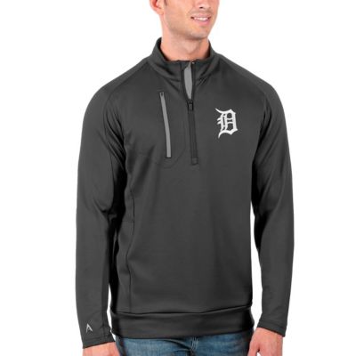 Antigua Men's MLB Detroit Tigers Generation Quarter-Zip Pullover Jacket, Gray, 4XL