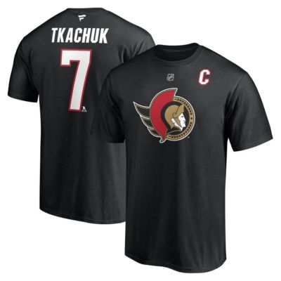 Men's NHL Fanatics Brady Tkachuk Ottawa Senators Authentic Stack Name & Number T-Shirt, Black, Medium