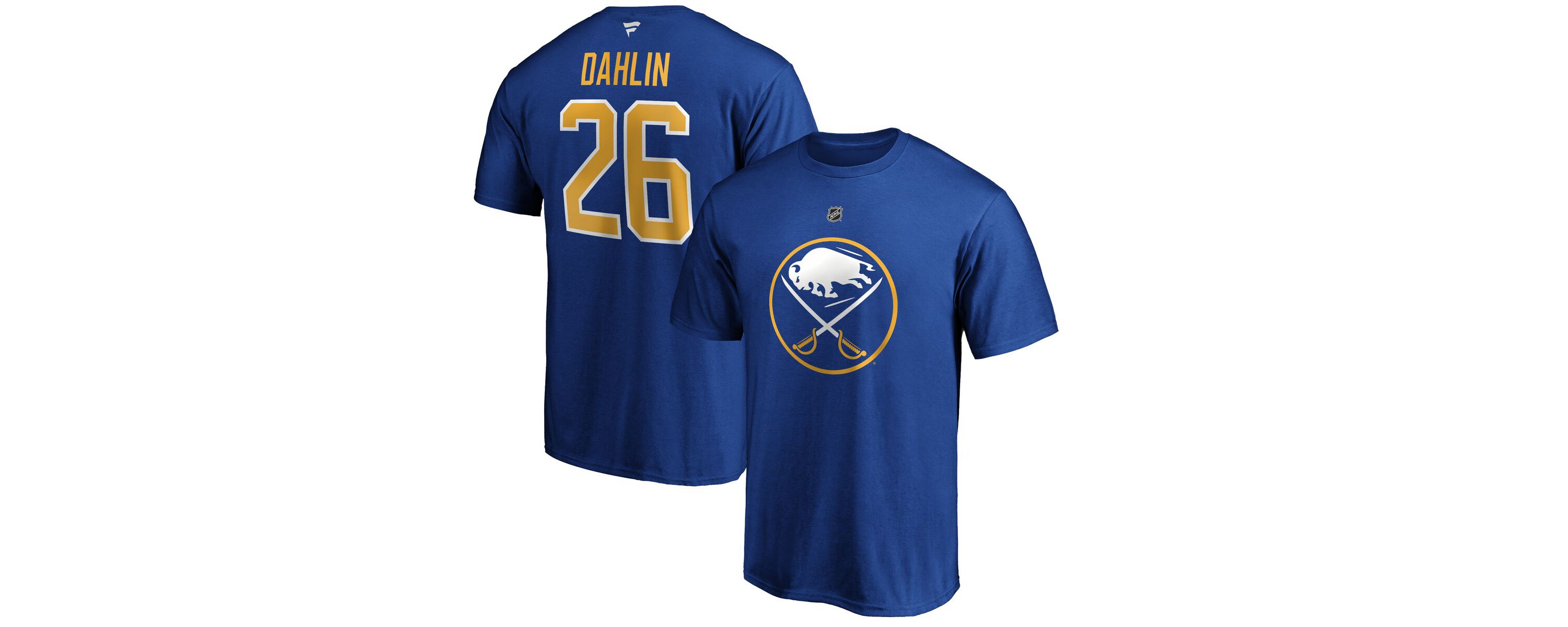 NHL Fanatics Rasmus Dahlin Buffalo Sabres Authentic Stack Name & Number T-Shirt