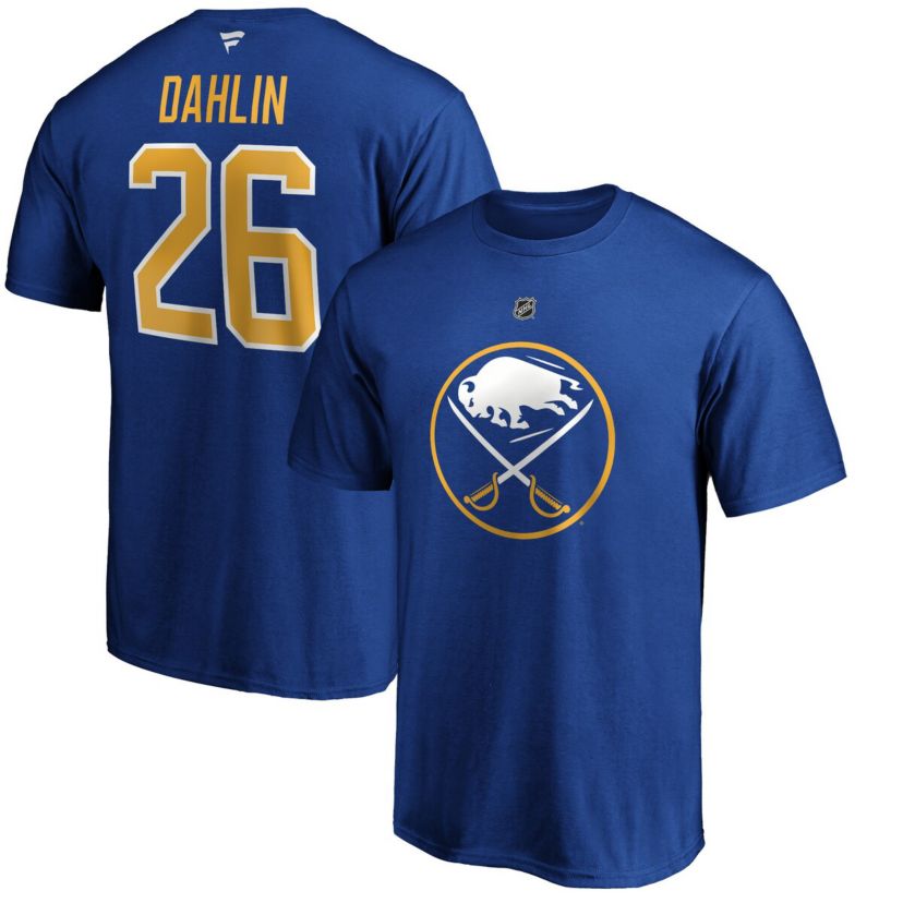 NHL Fanatics Rasmus Dahlin Buffalo Sabres Authentic Stack Name & Number T-Shirt