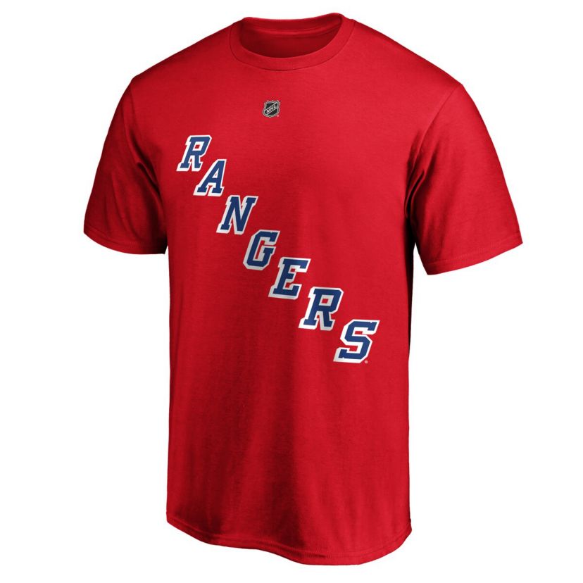 NHL Fanatics Alexis Lafrenière New York Rangers Authentic Stack Name & Number T-Shirt