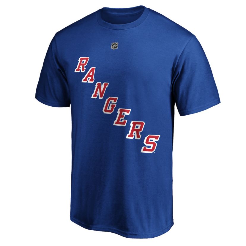 NHL Fanatics Alexis Lafrenière New York Rangers Authentic Stack Name & Number T-Shirt