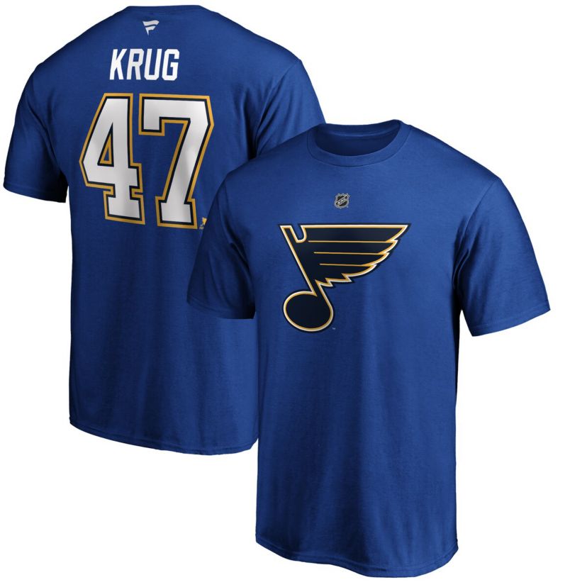 NHL Fanatics Torey Krug St. Louis Blues Authentic Stack Name & Number T-Shirt
