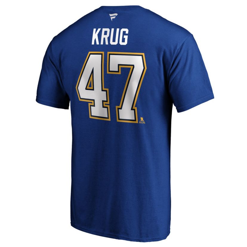 NHL Fanatics Torey Krug St. Louis Blues Authentic Stack Name & Number T-Shirt