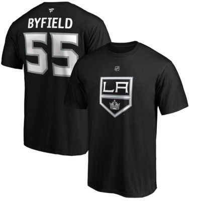 Men's NHL Fanatics Quinton Byfield Los Angeles Kings Authentic Stack Name & Number T-Shirt, Black, Medium