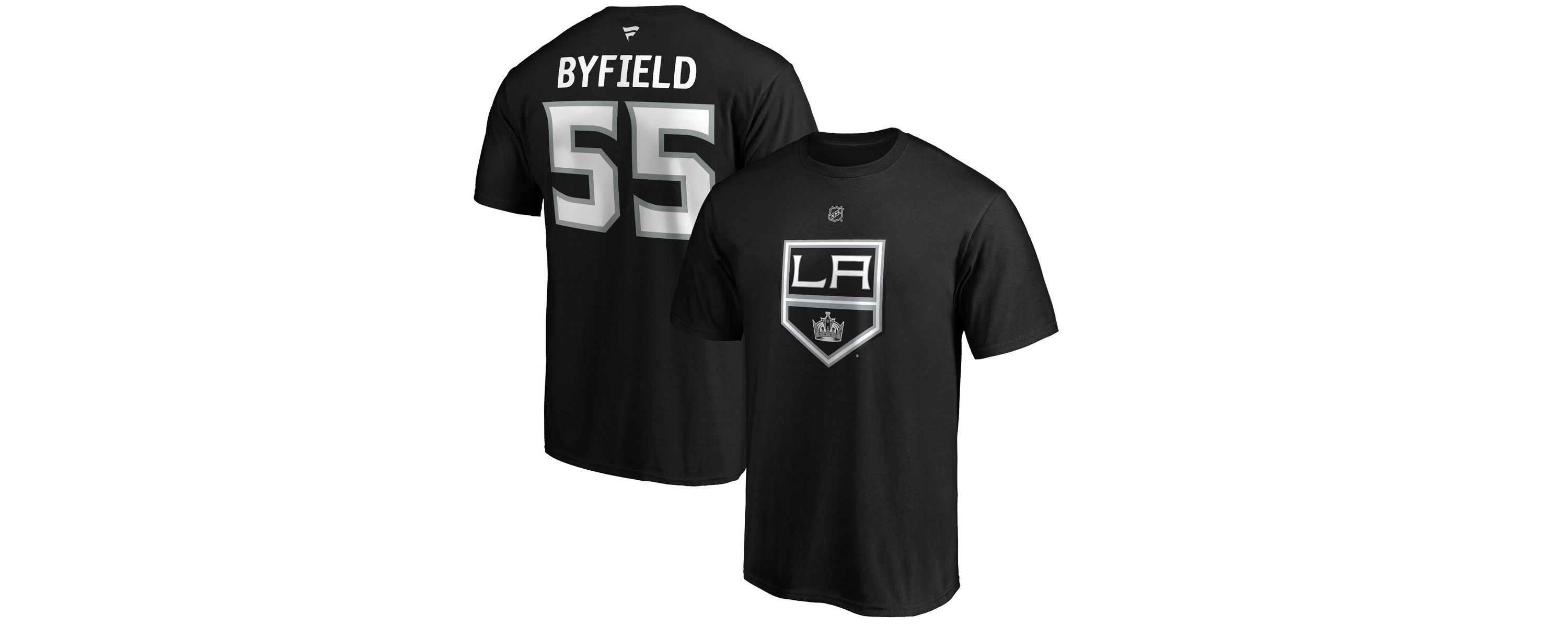 NHL Fanatics Quinton Byfield Los Angeles Kings Authentic Stack Name & Number T-Shirt