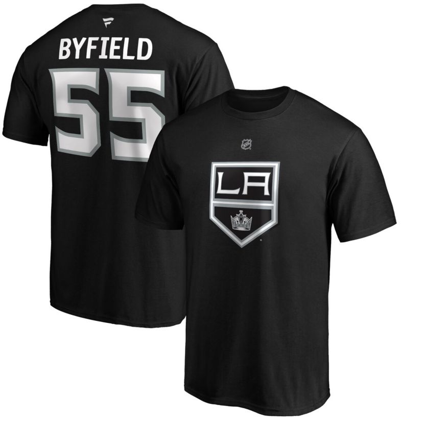 NHL Fanatics Quinton Byfield Los Angeles Kings Authentic Stack Name & Number T-Shirt