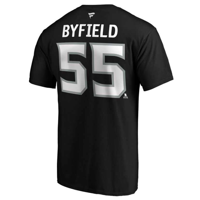 NHL Fanatics Quinton Byfield Los Angeles Kings Authentic Stack Name & Number T-Shirt
