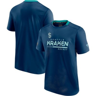 Men's NHL Fanatics Deep Sea Seattle Kraken Authentic Pro Locker Room T-Shirt, Navy Blue, Small