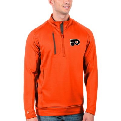 Antigua Men's NHL Philadelphia Flyers Generation Quarter-Zip Pullover Jacket, Orange, 2XL