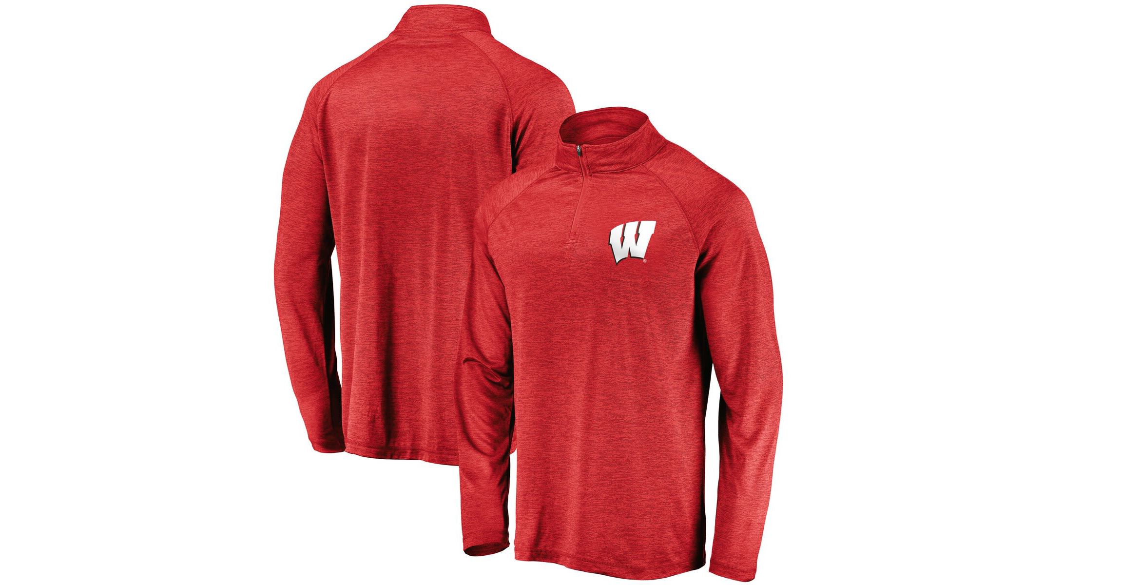 NCAA Fanatics Wisconsin Badgers Lightweight Striated Raglan Quarter-Zip Top