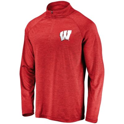 NCAA Fanatics Wisconsin Badgers Lightweight Striated Raglan Quarter-Zip Top