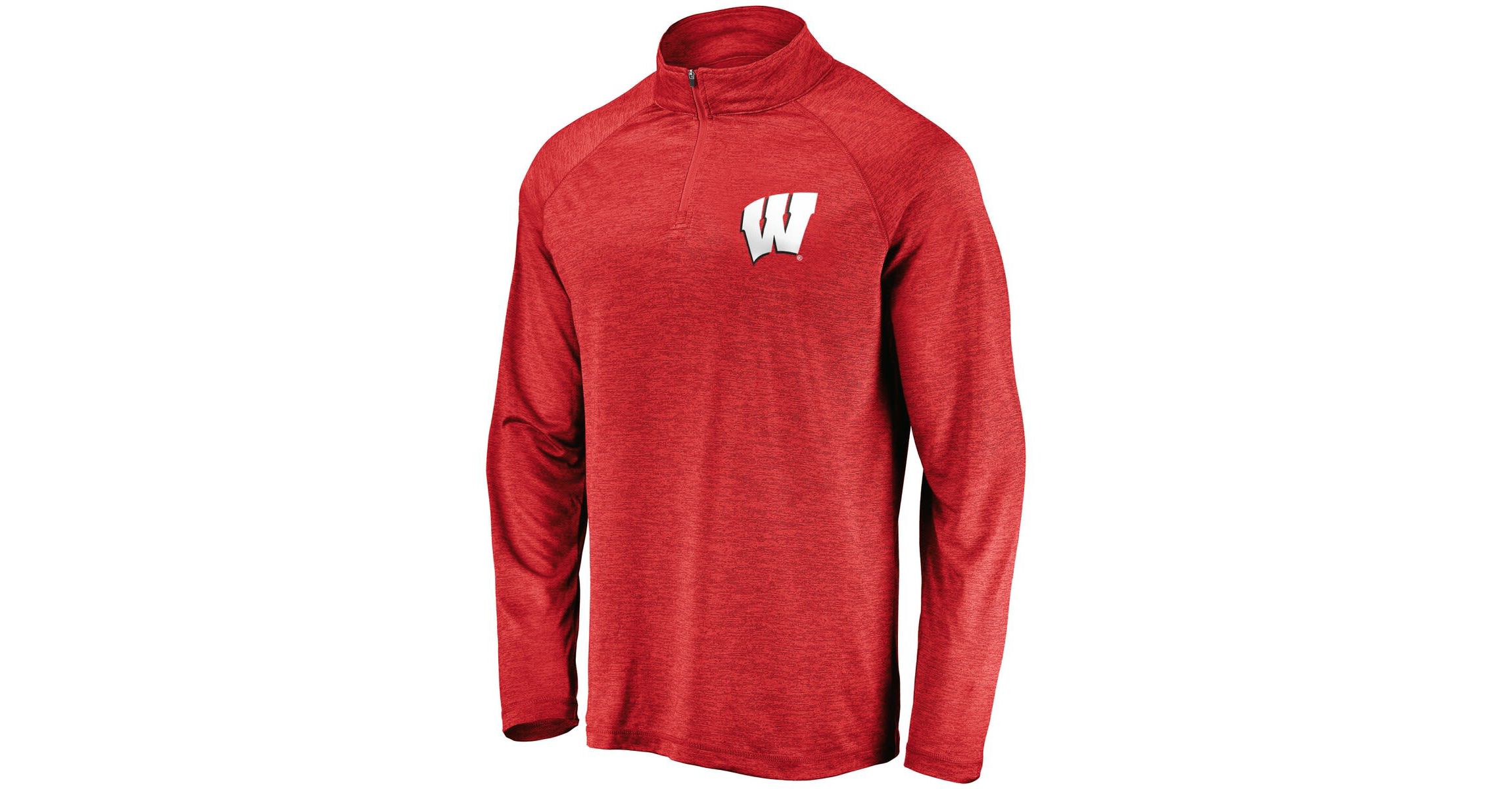 NCAA Fanatics Wisconsin Badgers Lightweight Striated Raglan Quarter-Zip Top