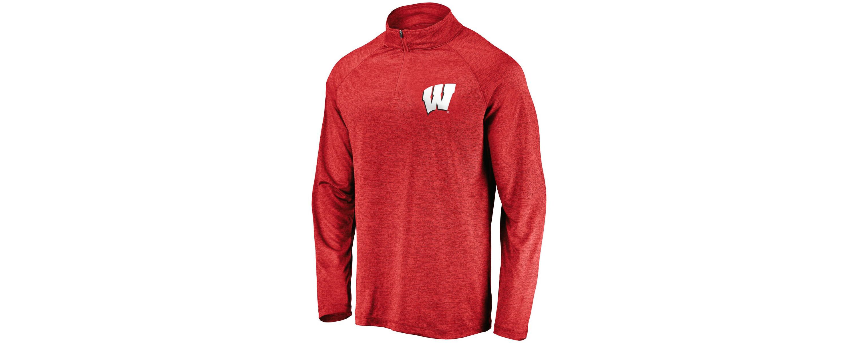 NCAA Fanatics Wisconsin Badgers Lightweight Striated Raglan Quarter-Zip Top