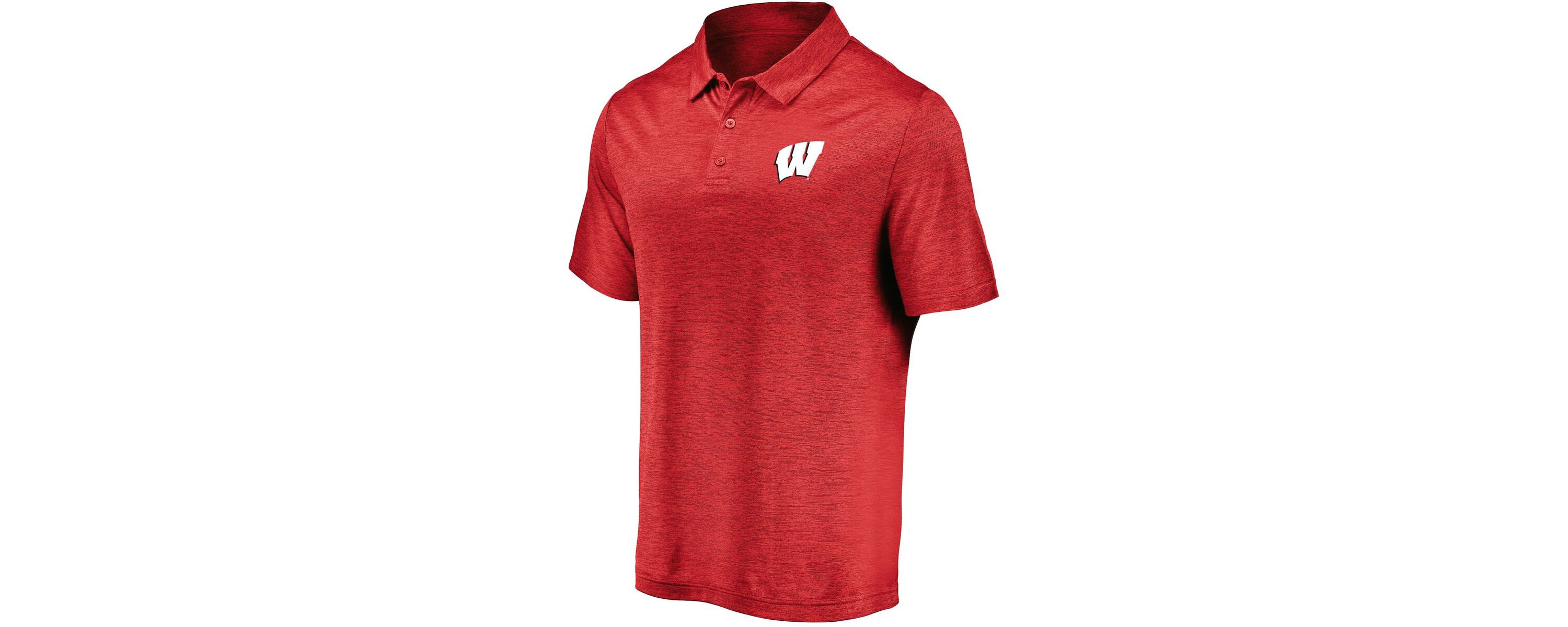 NCAA Fanatics Wisconsin Badgers Primary Logo Striated Polo