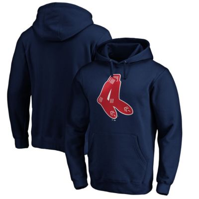 Fanatics Men's Boston Red Sox MLB Boston Sox Cooperstown Collection Huntington Logo Fitted Pullover Hoodie, Navy Blue, XL