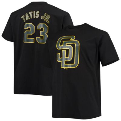 Men's MLB Fanatics Fernando Tatis Jr. San Diego Padres Big & Tall Wordmark Name & Number T-Shirt, Black, 3XL Tall