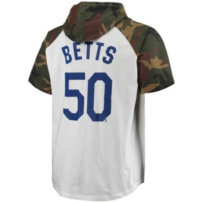 MLB Mookie Betts White/Camo Los Angeles Dodgers Player Big & Tall Raglan Hoodie T-Shirt